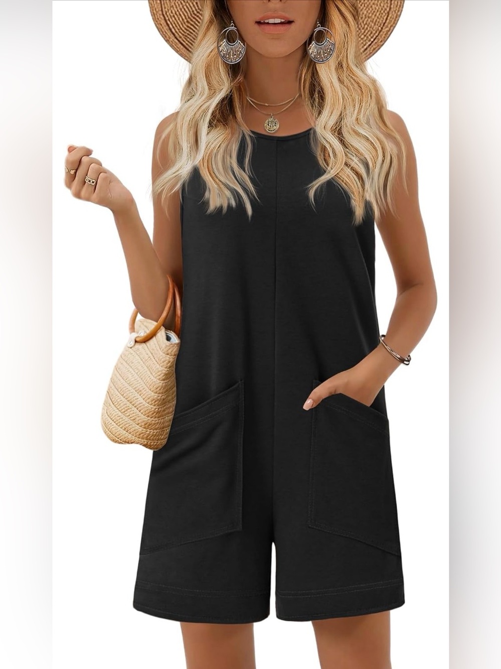 Sleeveless Summer Romper with front pockets. Casual & Cozy! NWT various sizes.